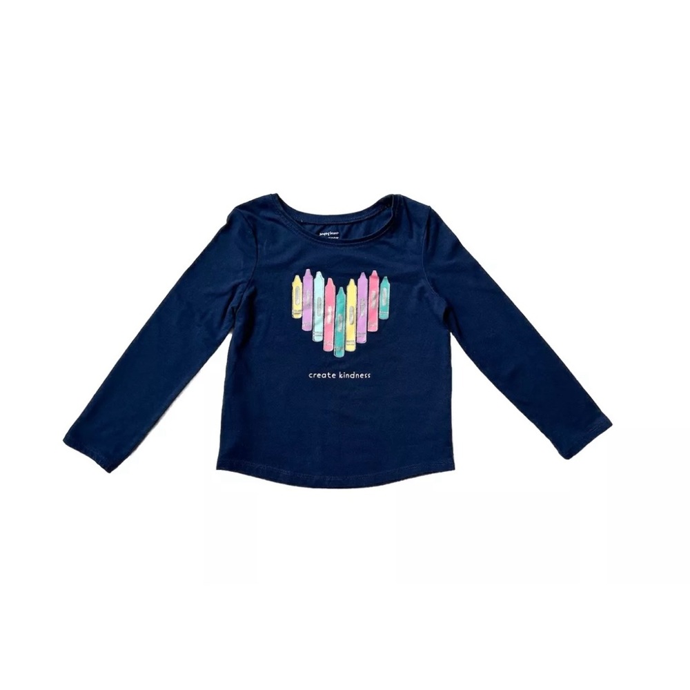 Jumping Beans 4T Softest Tee Long Sleeve Girls Create Kindness Crayon Heart